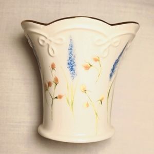 Lenox Floral Votive Candle Holder  with Gold Trim on Scalloped Edge